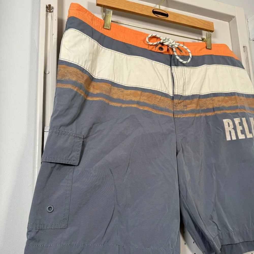 Tommy Bahama Relax Swim Shorts Men's Blue Striped Drawstrings Trunks Beach - 2XL